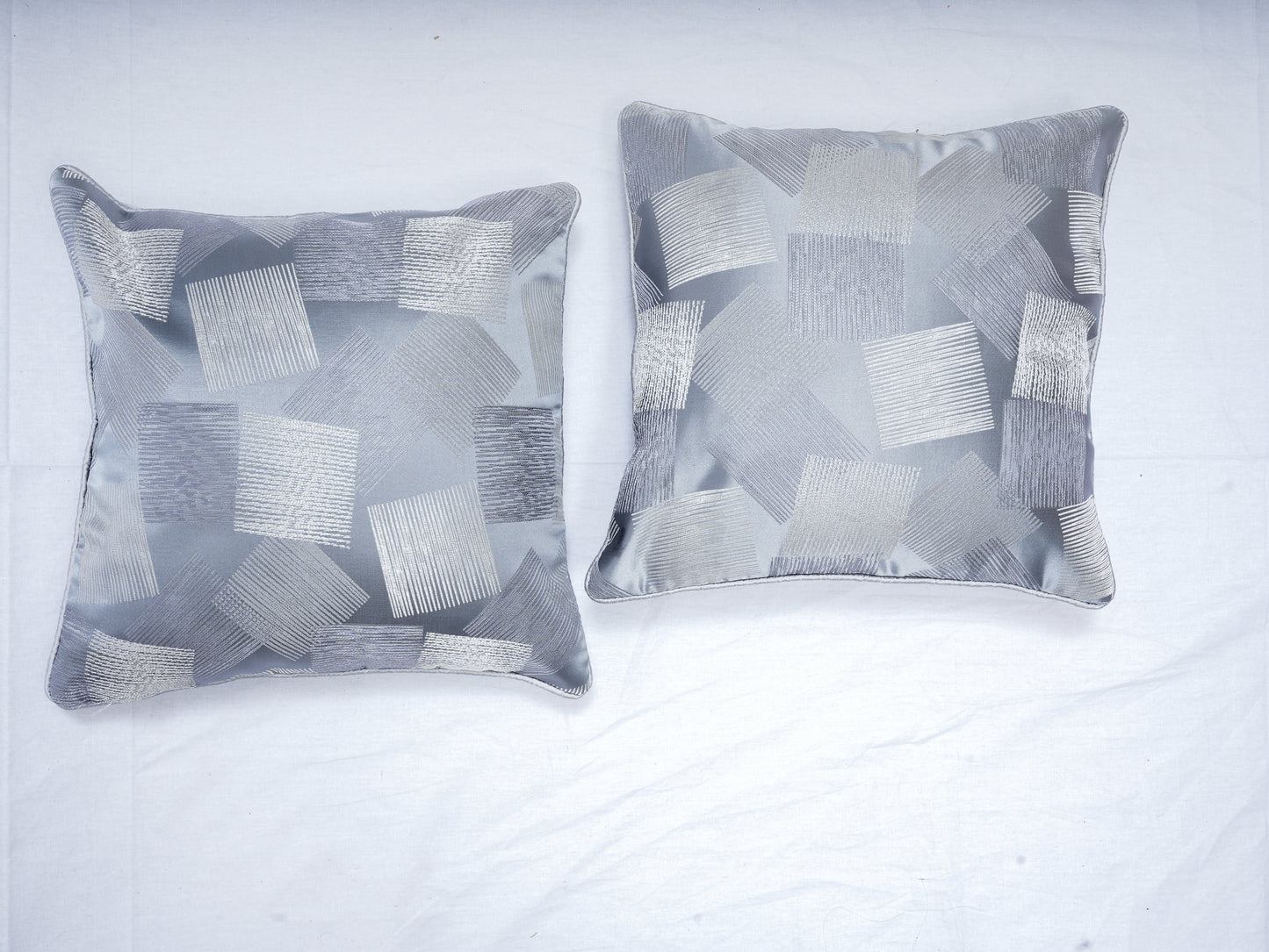 Elegant Silver Geometric Cushion Covers