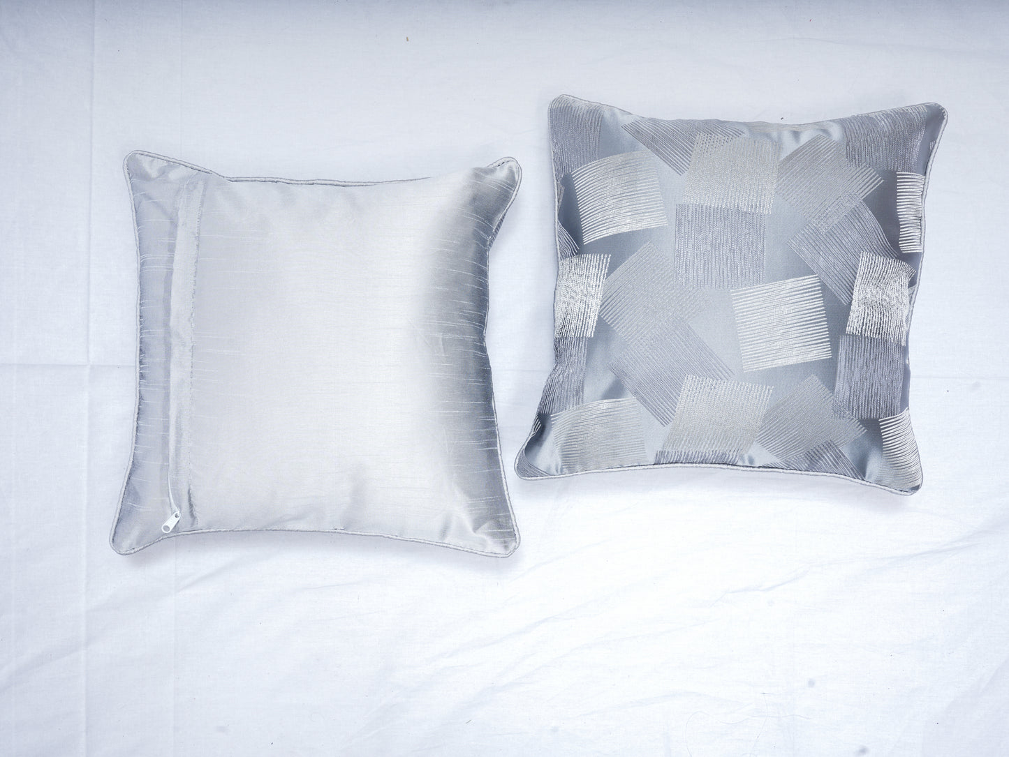 Elegant Silver Geometric Cushion Covers