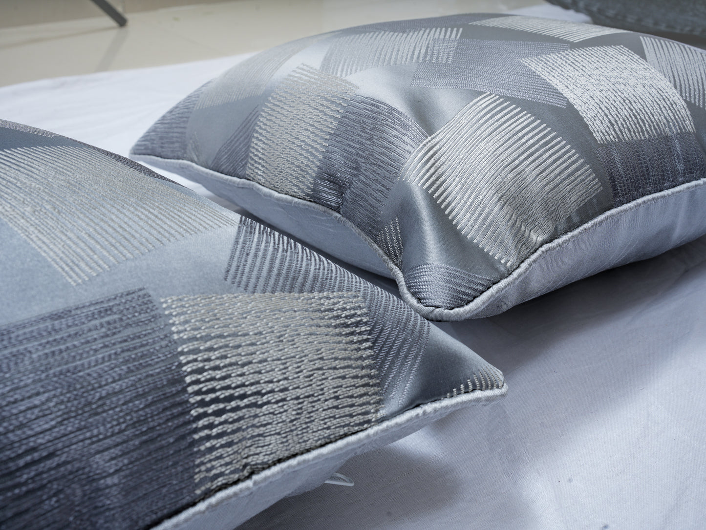 Elegant Silver Geometric Cushion Covers