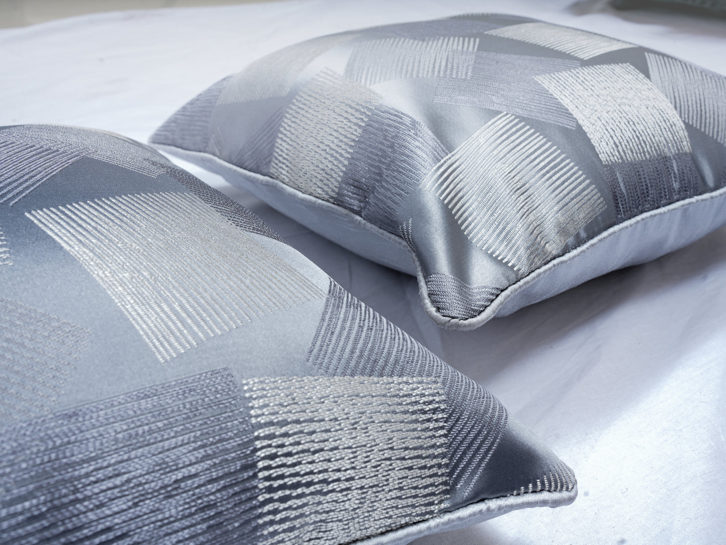 Elegant Silver Geometric Cushion Covers